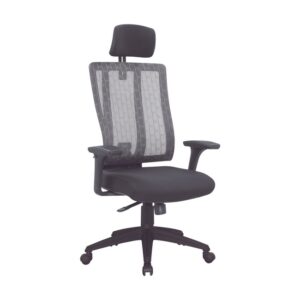 High Back Office Chair - Follow Me - Netting - Headrest - Swivel and Tilt - Gas Height - Black