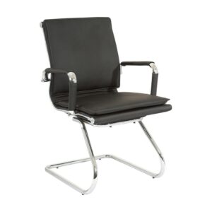 Visitors Arm Chair - Eames Flat Cushion - PU Leather - Colour Options