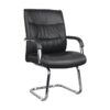 Visitors Arm Chair - Chrome Panel - PU Leather - Black
