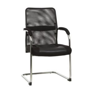 Visitors Arm Chair - Ice - Netting and PU Leather - Black