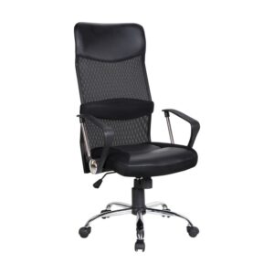 High Back Office Chair - Ice - Netting and PU Leather - Swivel and Tilt - Gas Height - Black