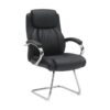 Visitors Arm Chair - PU Leather - Chrome Exec - Black