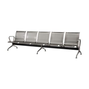 Airport Bench - Public Seating - Stainless Steel - Indoor and Outdoor Use - Flat Packed - Five Seater - 296 x 67 x 79 cm