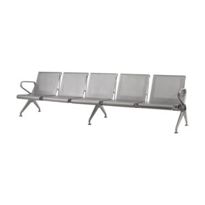 Airport Bench - Public Seating - New Chrome Deluxe - Indoor Use - Flat Packed - Five Seater - 289 x 68 x 78 cm