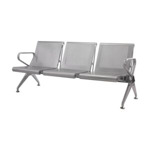 Airport Bench - Public Seating - New Chrome Deluxe - Indoor Use - Flat Packed - Three Seater - 175 x 68 x 78 cm