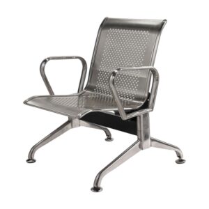Airport Bench - Public Seating - Stainless Steel - Indoor and Outdoor Use - Flat Packed - One Seater - 68 x 67 x 79 cm