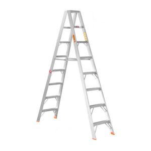 Aluminium Step Ladder - Double Sided - A-Frame - Heavy Duty Industrial - 8-Step - 2.40m