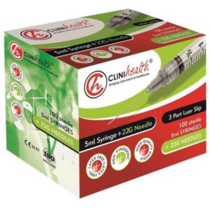 Syringe 5ml plus 22g needle pack of 100s