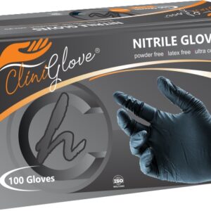 Gloves Black Nitrile Powder Free 100s Medium