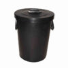 Refuse Bin with Lid - Plastic - Rope Handles - 90L - Black - LB021B