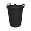 Refuse Bin with Lid - Plastic - Steel Handles - 90L - Black - LB022B