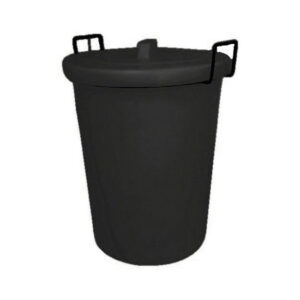Refuse Bin with Lid - Plastic - Steel Handles - 90L - Black - LB022B