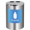 Recycling Bin Two Holes - Stainless Steel - Includes Sticker Label and Plastic Liner - 490 Ø x 695 (H) mm - RECDK02SSREC004L2