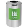 Recycling Bin One Hole - Stainless Steel - Includes Sticker Label and Plastic Liner - 490 Ø x 695 (H) mm - RECDK01SSREC004L1