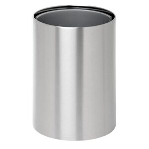 Steel Litter Bin - Wide - No Lid or Liner - Solid - 400 Ø x 600 (H) mm - Stainless Steel - 765SS