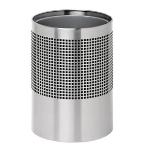 Steel Litter Bin - Wide - No Lid or Liner - Square Punch - 400 Ø x 600 (H) mm - Stainless Steel - 764SS