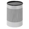 Steel Litter Bin - Wide - Full Swivel Lid and Bin Liner - Perforated - 400 Ø x 600 (H) mm - Silver - 754SI-027SD