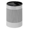 Steel Litter Bin - Wide - Half Moon Flip Top Lid and Bin Liner - Perforated - 400 Ø x 600 (H) mm - Silver - 753SI-027SD