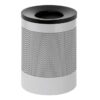 Steel Litter Bin - Wide - Funnel Top Lid and Bin Liner - Perforated - 400 Ø x 600 (H) mm - Silver - 631SI-027SD