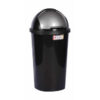 Contour 50L Plastic Dust Bin - Round Swing Lid - Black - Pack of 5
