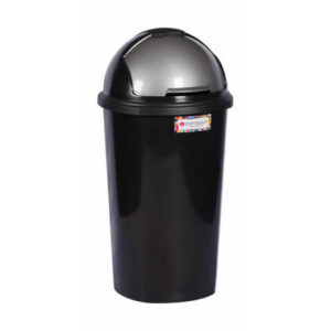 Contour 50L Plastic Dust Bin - Round Swing Lid - Black - Pack of 5