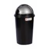 Contour 25L Plastic Dust Bin - Round Swing Lid - Black - Pack of 5