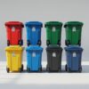 Yellow 770 liter wheelie bin