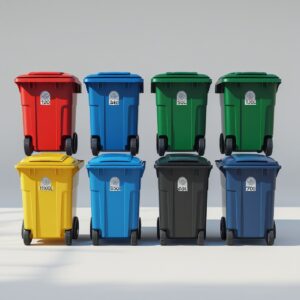 660 liter white wheelie bin