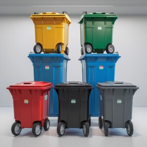 Blue 660 liter wheelie bin
