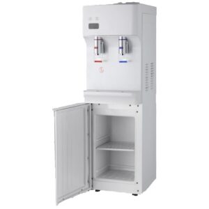 Water Cooler Dispenser - Hot and Cold - Freestanding with Storage Compartment - White