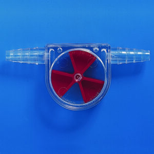 Flow indicator, PLASTIBRAND made of SAN, for visual inspection of flow direction and velocity