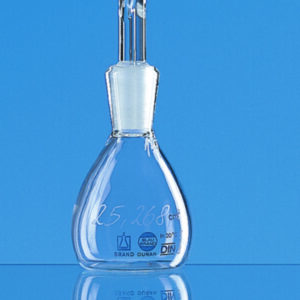 Pycnometer,with stopper,cap. 25 ml with single certificate