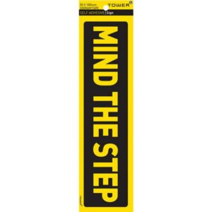 Warning Sign - Mind the Step - Yellow-Black - 185 x 50mm - SIGNAMTS(R)