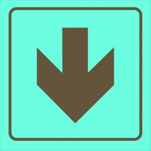 Photoluminescent Sign - Red Arrow Down - 190 x 190mm - SIGNPRA(D)190