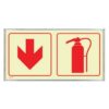 Photoluminescent Sign Frame - Fire Extinguisher Red Arrow Down - 380 x 190mm - SIGNP2FEA(D1)
