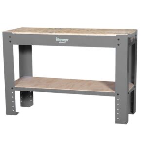 Workbench - Steel Frame - Wood Top - Wood Shelf - 120 x 60 x 90 cm - Grey - DIV-WB03-KD-grey