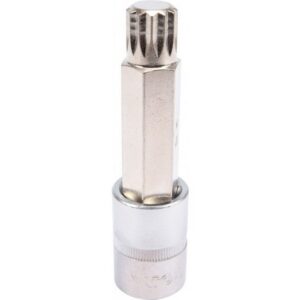 Spline Bit Socket - Chrome Vanadium - 1/2" Connector - Long - M16 x 100mm - YT-04356