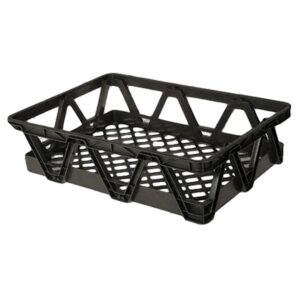 Light Duty Freezer Nesting Crate - Plastic Box - Vented Base and Sides - 65.5 x 46 x 17 cm - Recycled Material - Black - PI-730L-black - (MOQ 500)