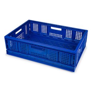 Folding Collapsible Crate - Plastic Box - Vented Base and Sides - 60 x 40 x 18 cm - 35L - Virgin Material - HACCP - PI-FC64-H180-virgin