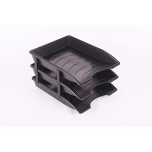 Letter Trays - Plastic - Recycled - Triple - 35 x 26 x 6 cm - Black - Pack of 21 - 017LT-RT