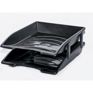 Letter Trays - Plastic - Recycled - Double - 35 x 26 x 6 cm - Black - Pack of 20 - 016LT-RD