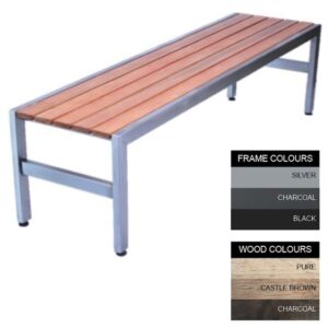 Slimline Bench - Steel and Wood - Bolt Down - 45x240x45cm - Colour Options - SL4662PC