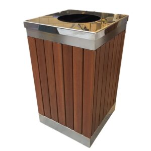 Wastebin - SS430 Stainless Steel and Wood Litter Bin - 900x510x510mm - WDB2163S