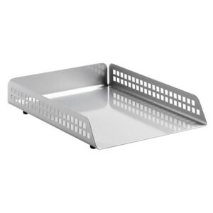 Single Letter Tray - Square Punch Steel Range - Metal - 35 x 25 x 6.5 cm - Silver - 421SI