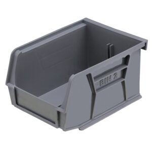 Stack & Hang Parts Storage Bin - Small Plastic Container - Size 2 - 13.5 x 10.5 x 7.5 cm - Grey - BIN-2-GREY