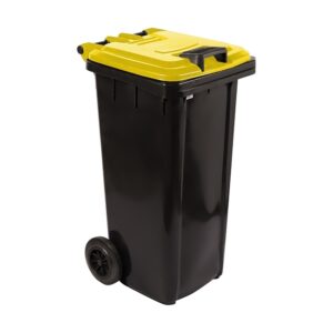 240L Recycling Wheelie Bin - Black with Coloured Lid - Pack of 5