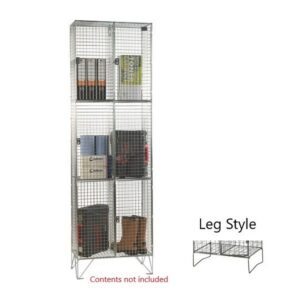 Wire Metal Locker - Powder Coated Steel Mesh - Double - 6 Doors - 3 Tier x 2