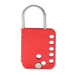 Lockout Hasp - Stainless Steel - Butterfly - Red - 7 Hole - 7 x 5.8 x 0.5 cm
