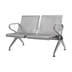 Airport Bench - Public Seating - New Chrome Deluxe - Indoor Use - Flat Packed - Two Seater - 118 x 68 x 78 cm