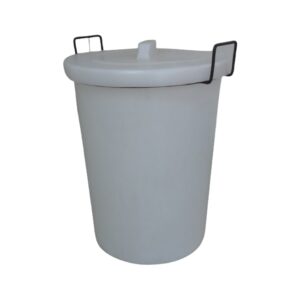 Refuse Bin with Lid - Plastic - Steel Handles - 90L - White